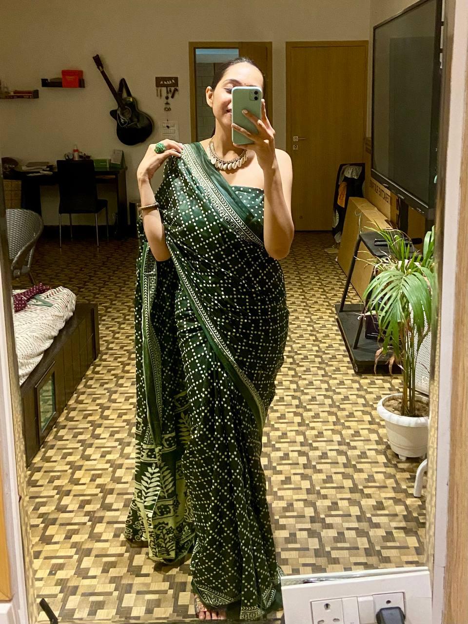 Beautiful Designer Pure Ikkat Mulmul Cotton Saree