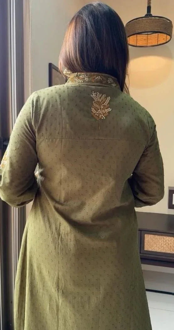 Beautiful Designer Pure Doby Cotton Kurti with Pent &amp; Dupptta Set