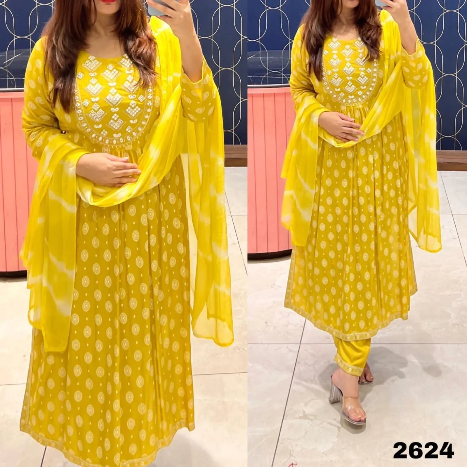 Beautiful Designer Kurti With Pant &amp; Sequence Dupatta