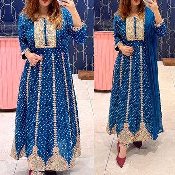 Beautiful Designer Cotton Anarkali Gwon Style Suite