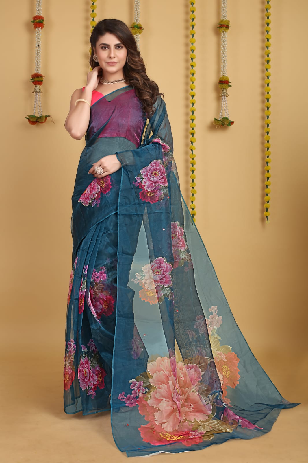 Beautiful Designer Pure Organza Digital Print Saree