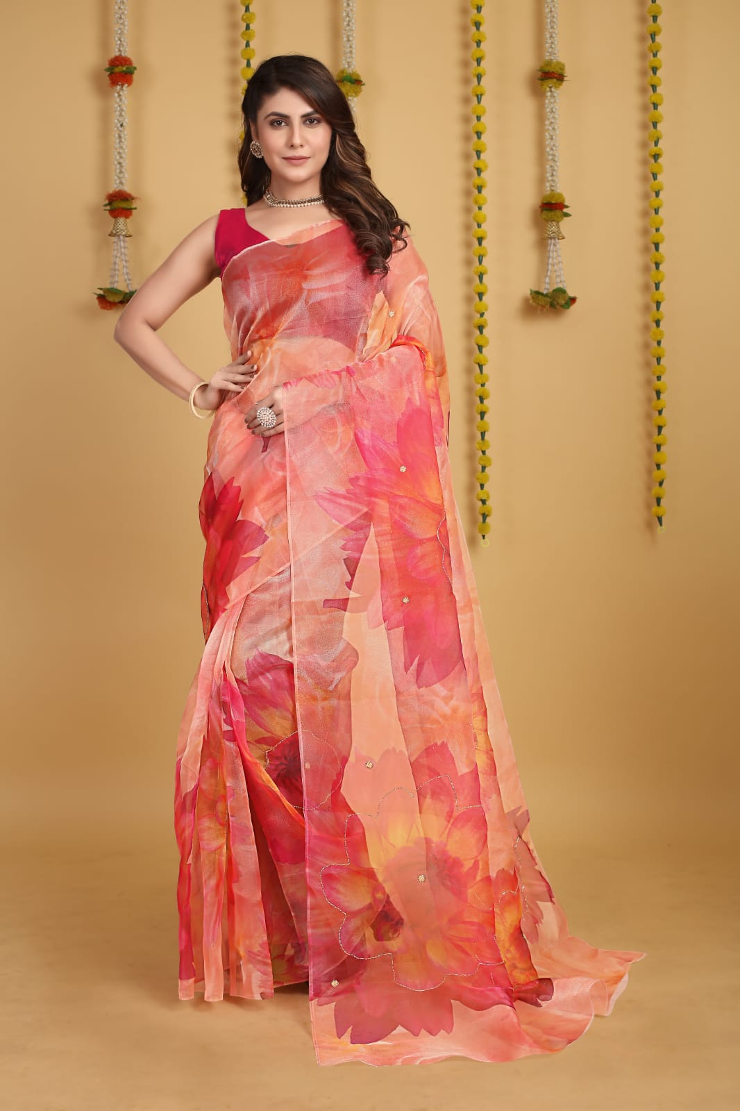 Beautiful Designer Pure Organza Digital Print Saree