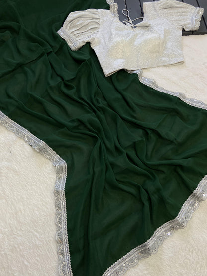 Beautiful Designer Pure Soft Chiffon Saree