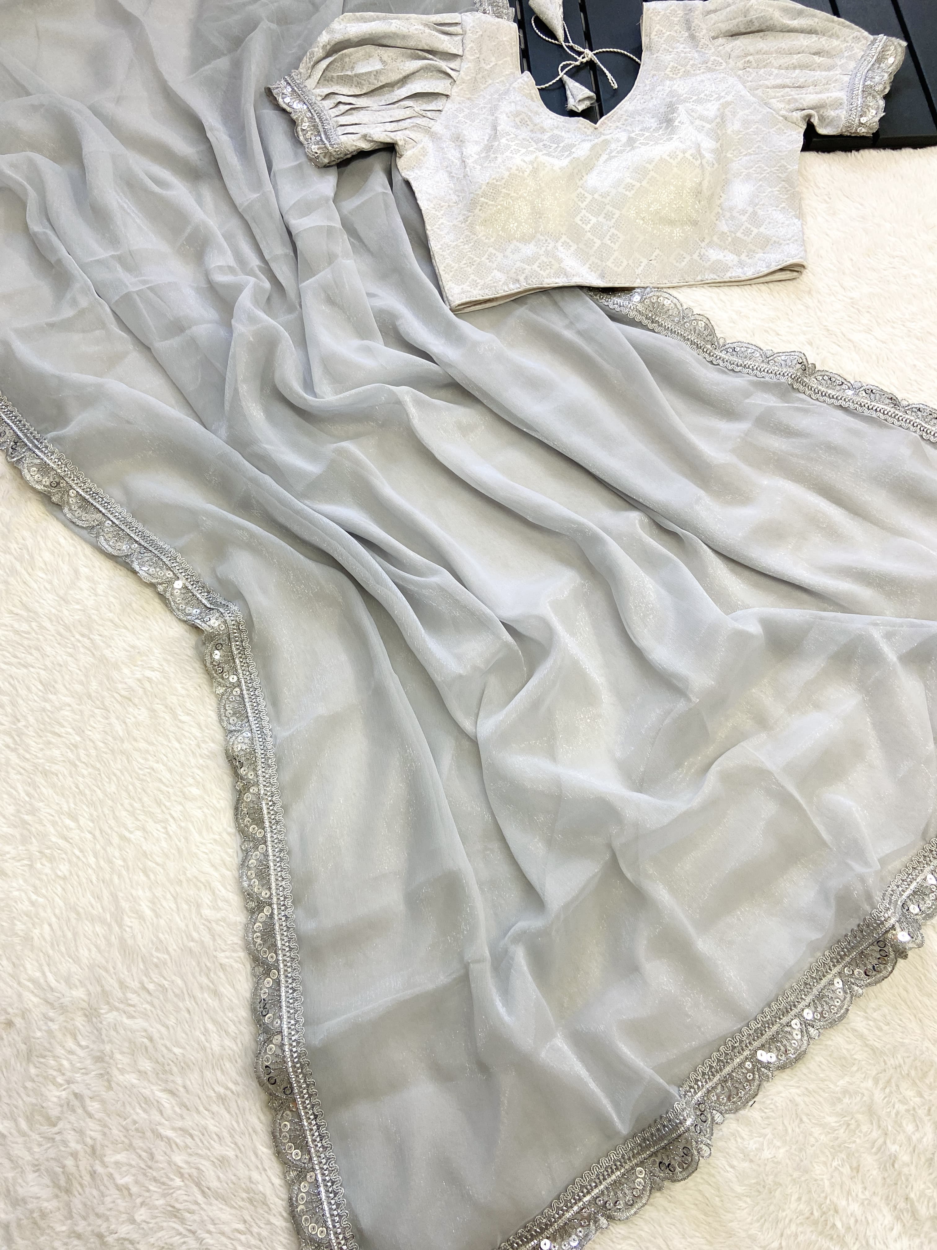 Beautiful Designer Pure Soft Chiffon Saree