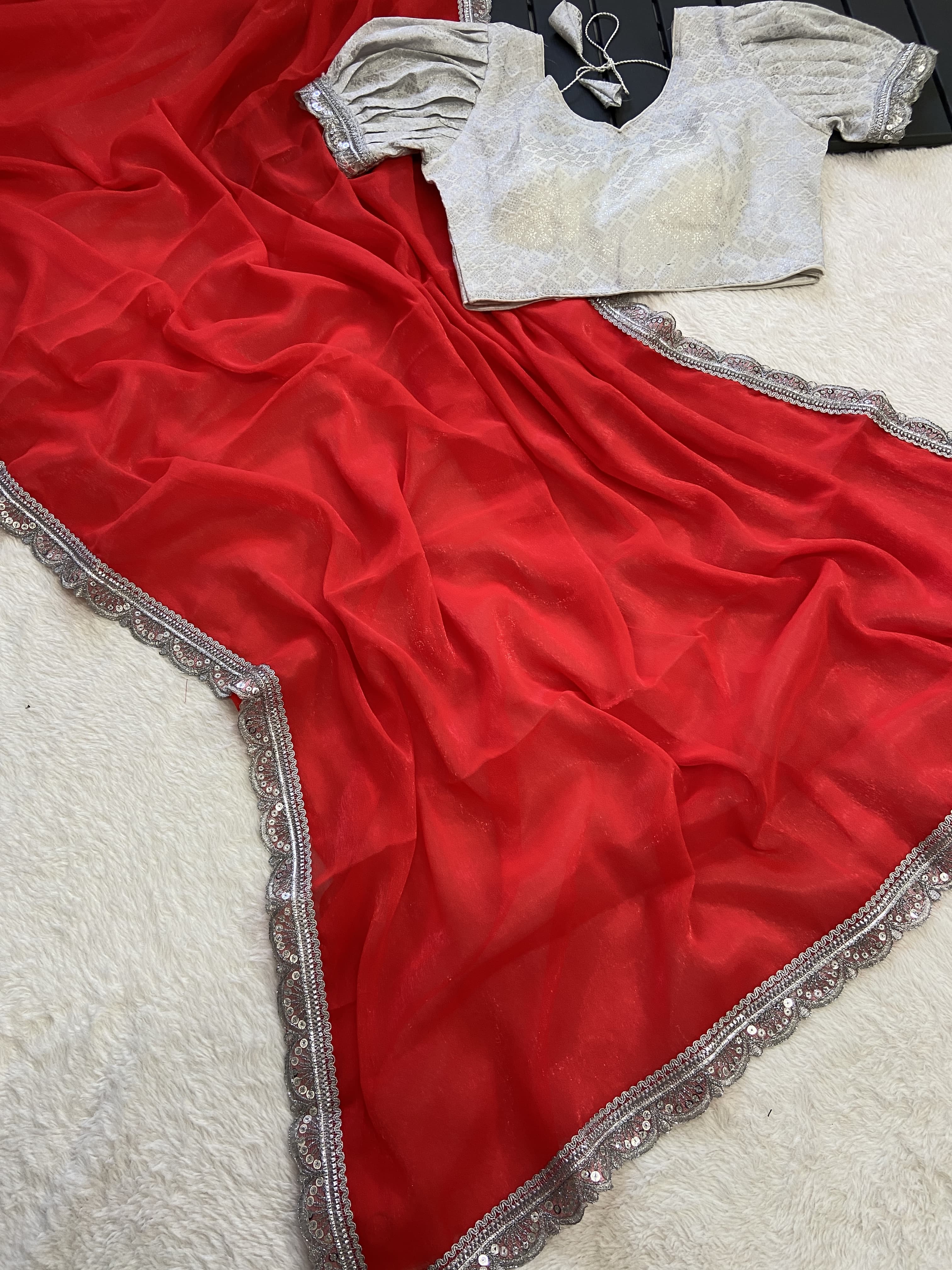 Beautiful Designer Pure Soft Chiffon Saree