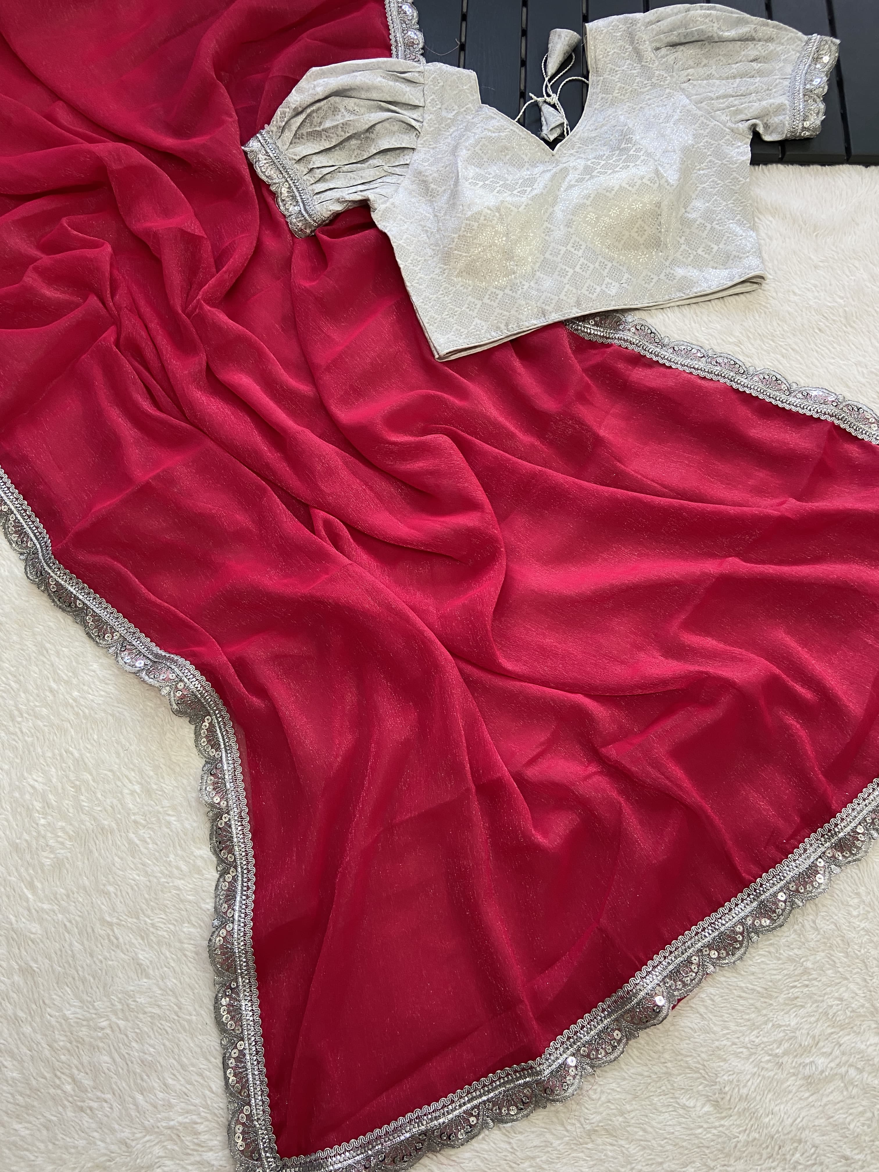 Beautiful Designer Pure Soft Chiffon Saree