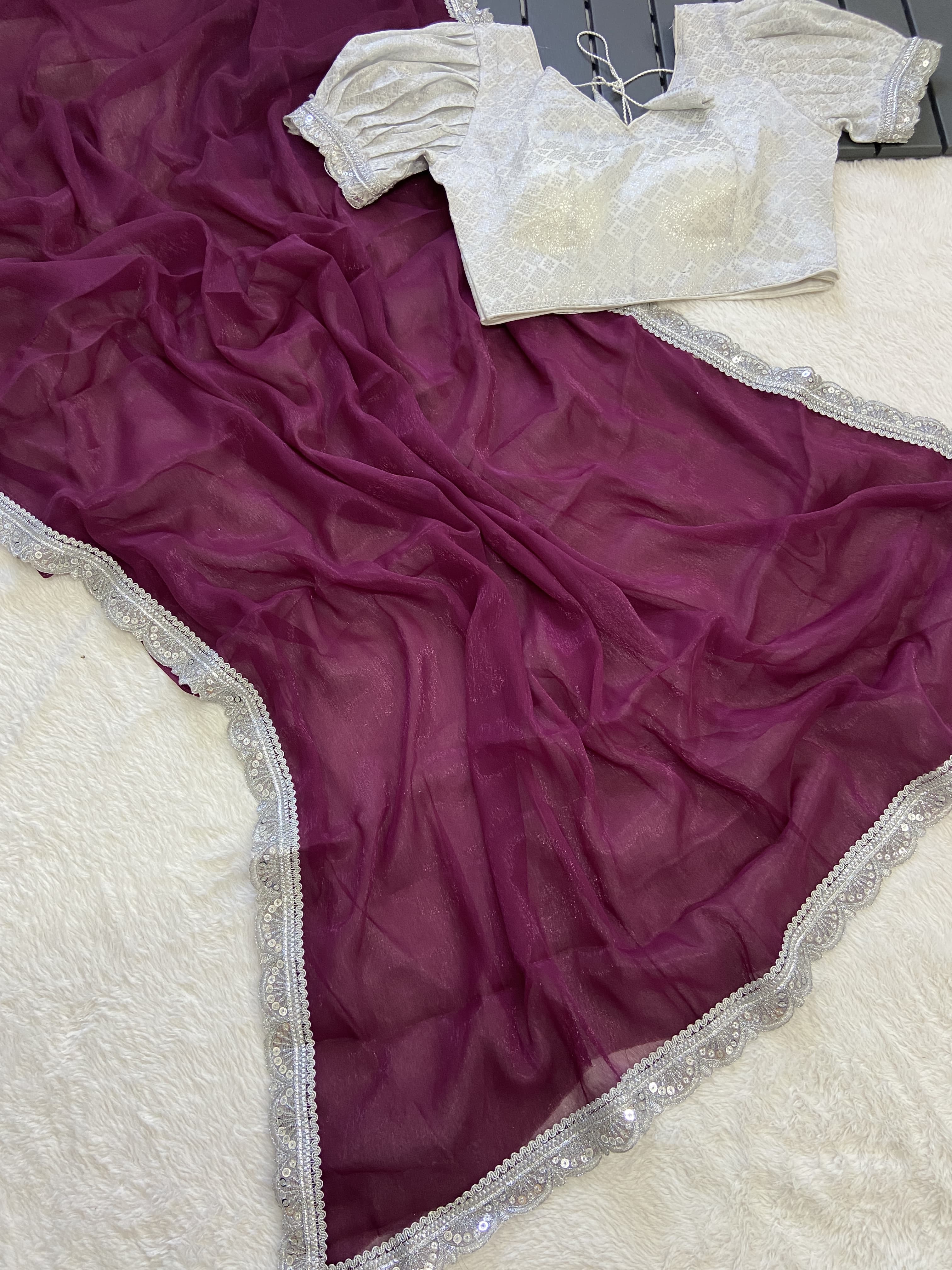 Beautiful Designer Pure Soft Chiffon Saree