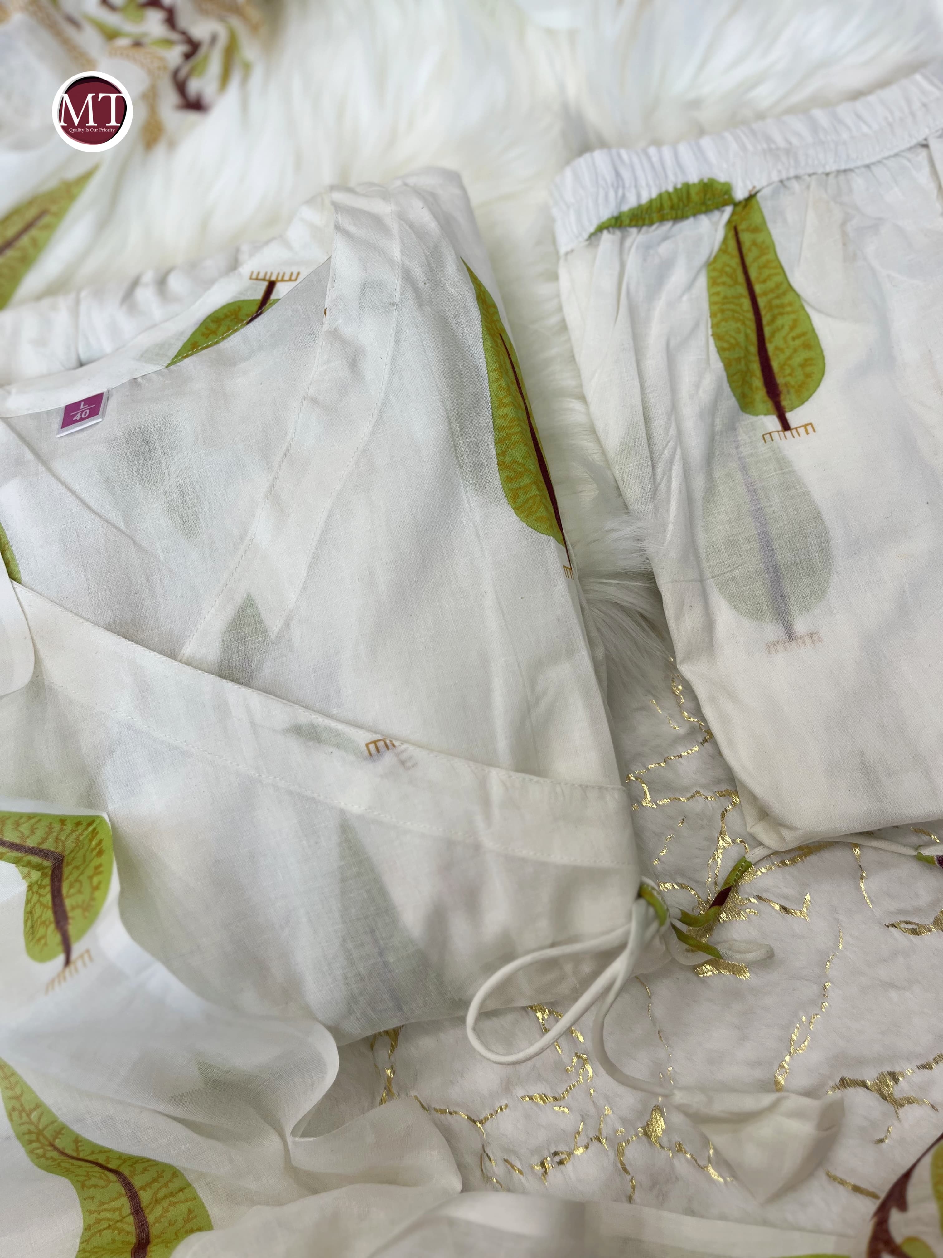 Beautiful Designer Hand Block Angrakha Style Jungle Green Printed Salwar Suit