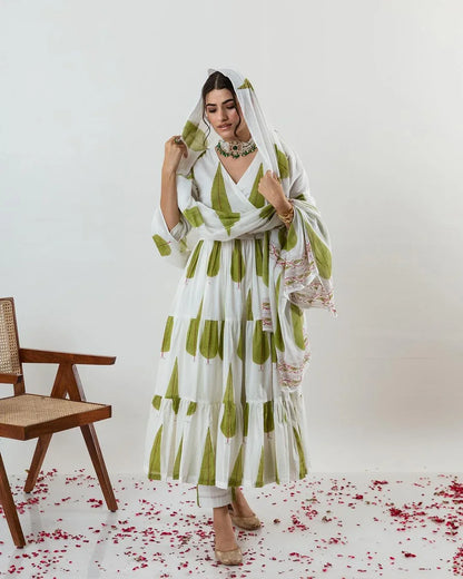 Beautiful Designer Angrakha Style Hand Block Salwar Suit