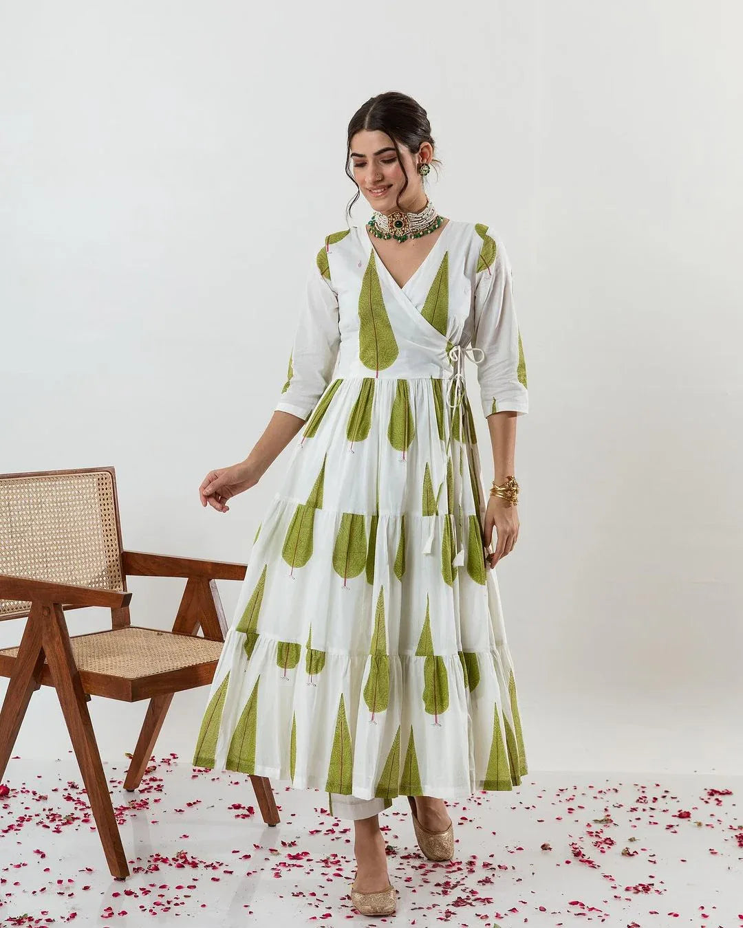 Beautiful Designer Angrakha Style Hand Block Salwar Suit