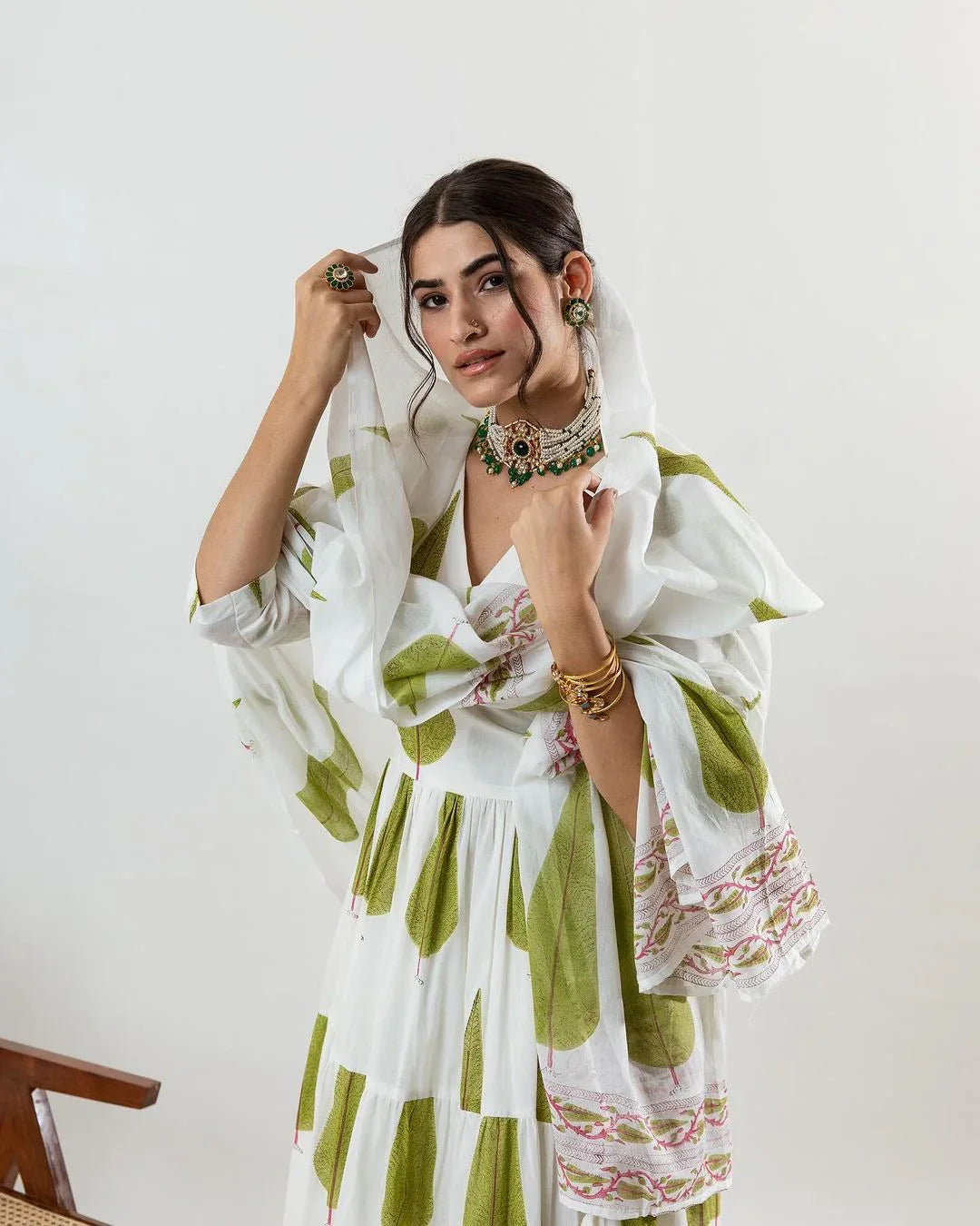 Beautiful Designer Angrakha Style Hand Block Salwar Suit