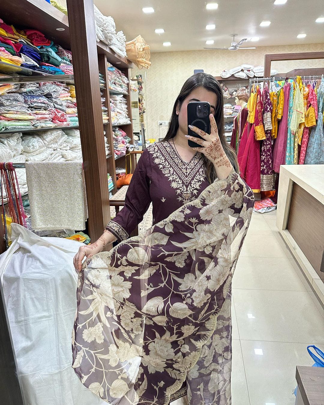 Beautiful Designer Afghani Orgenza Kurti Pant With Dupatta