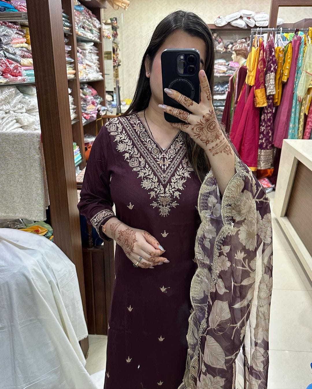 Beautiful Designer Afghani Orgenza Kurti Pant With Dupatta