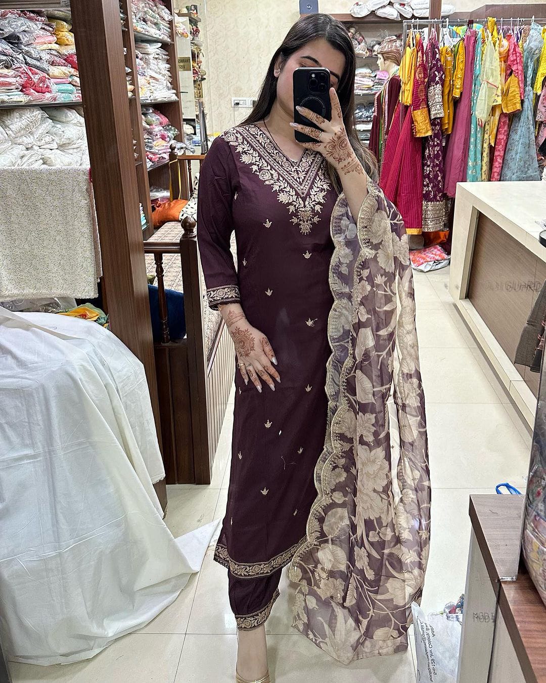 Beautiful Designer Afghani Orgenza Kurti Pant With Dupatta