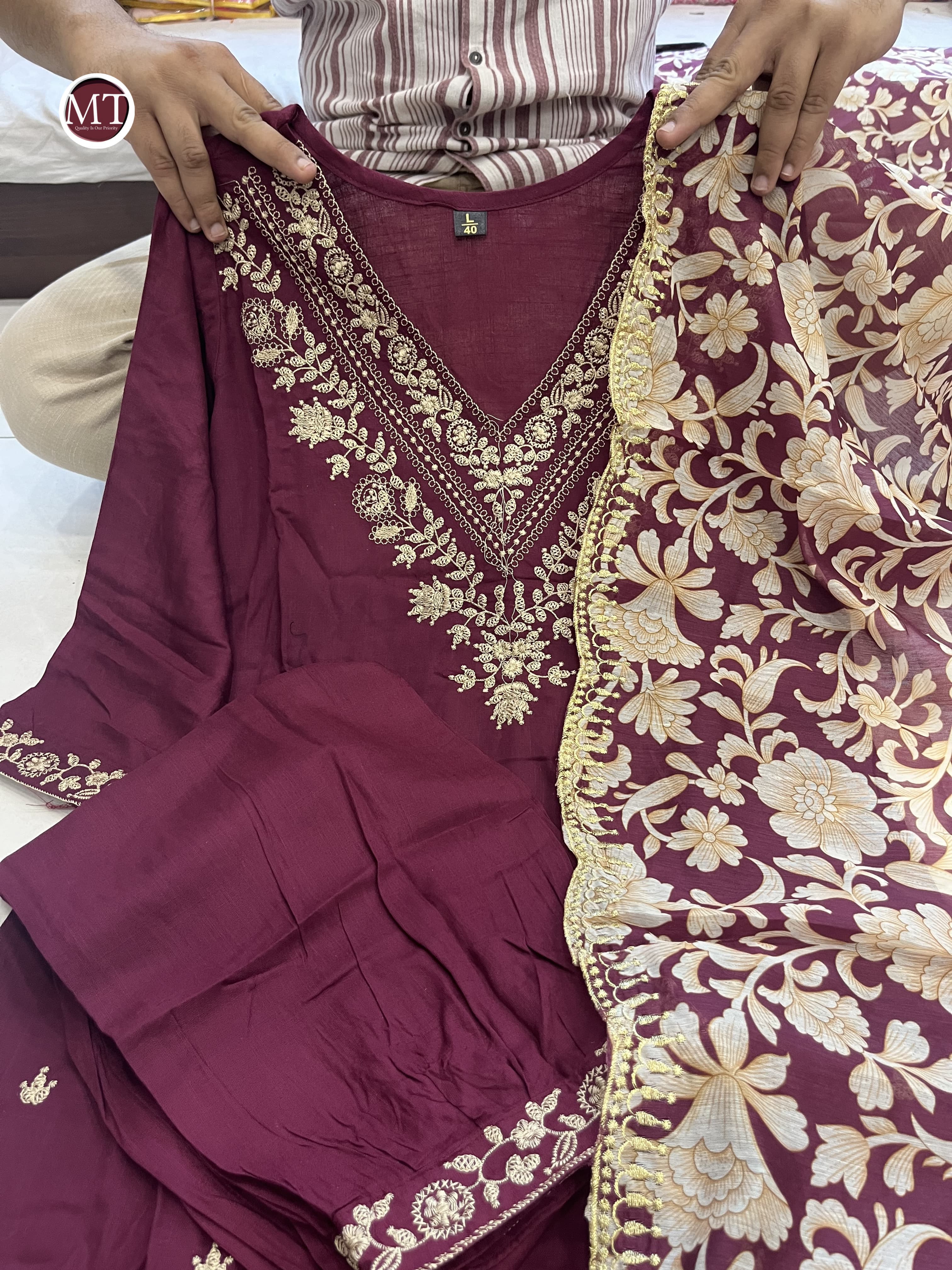Beautiful Designer Afghani Orgenza Kurti Pant With Dupatta
