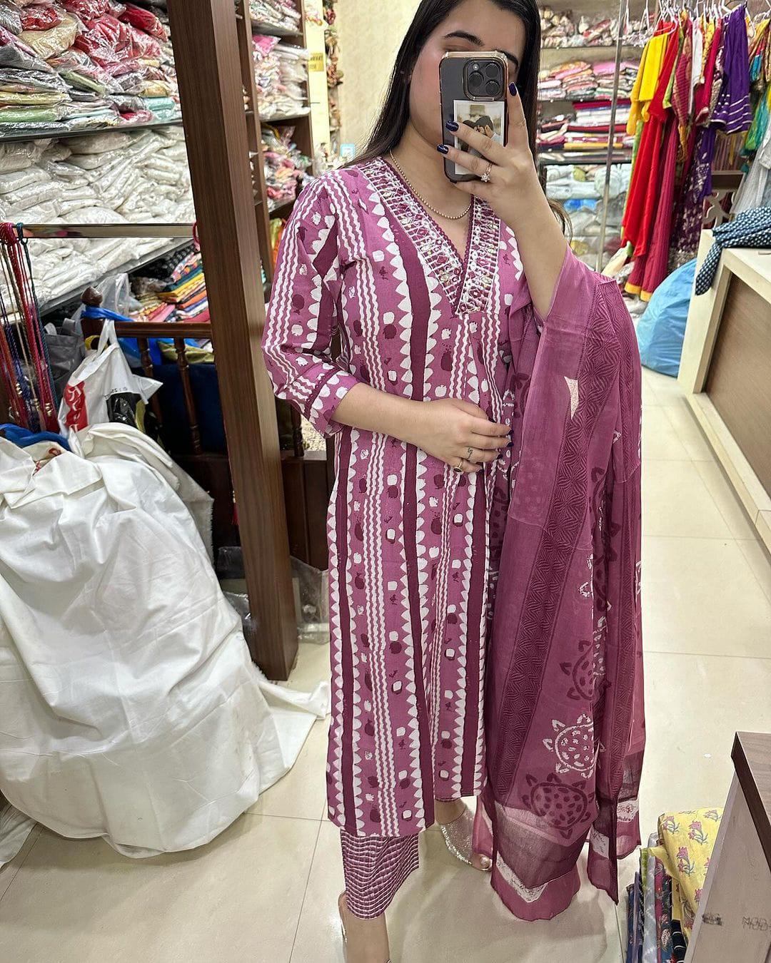 Beautiful Designer Heavy Pure Cotton Salwar Suit