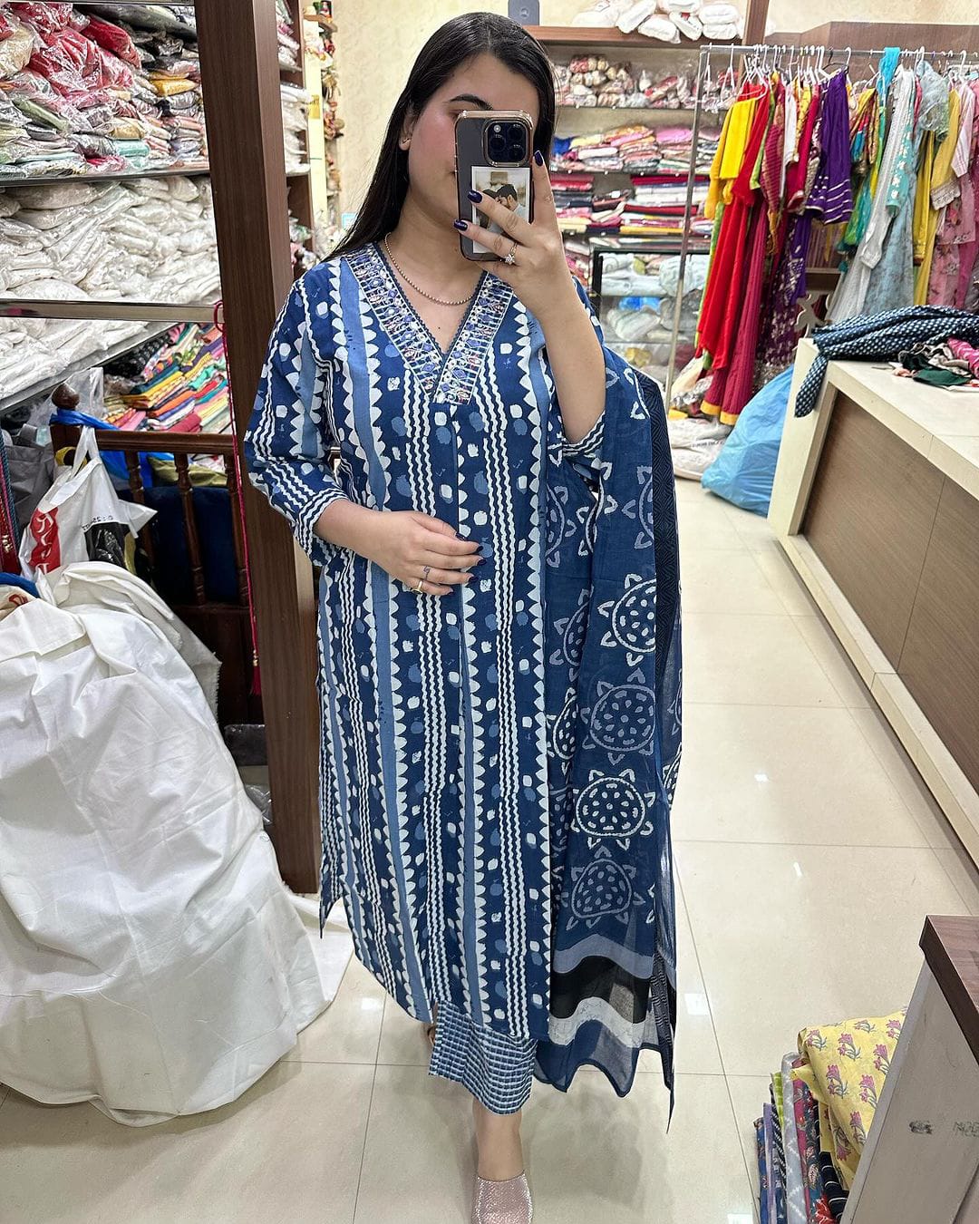 Beautiful Designer Afghani Orgenza Kurti Pant With Dupatta