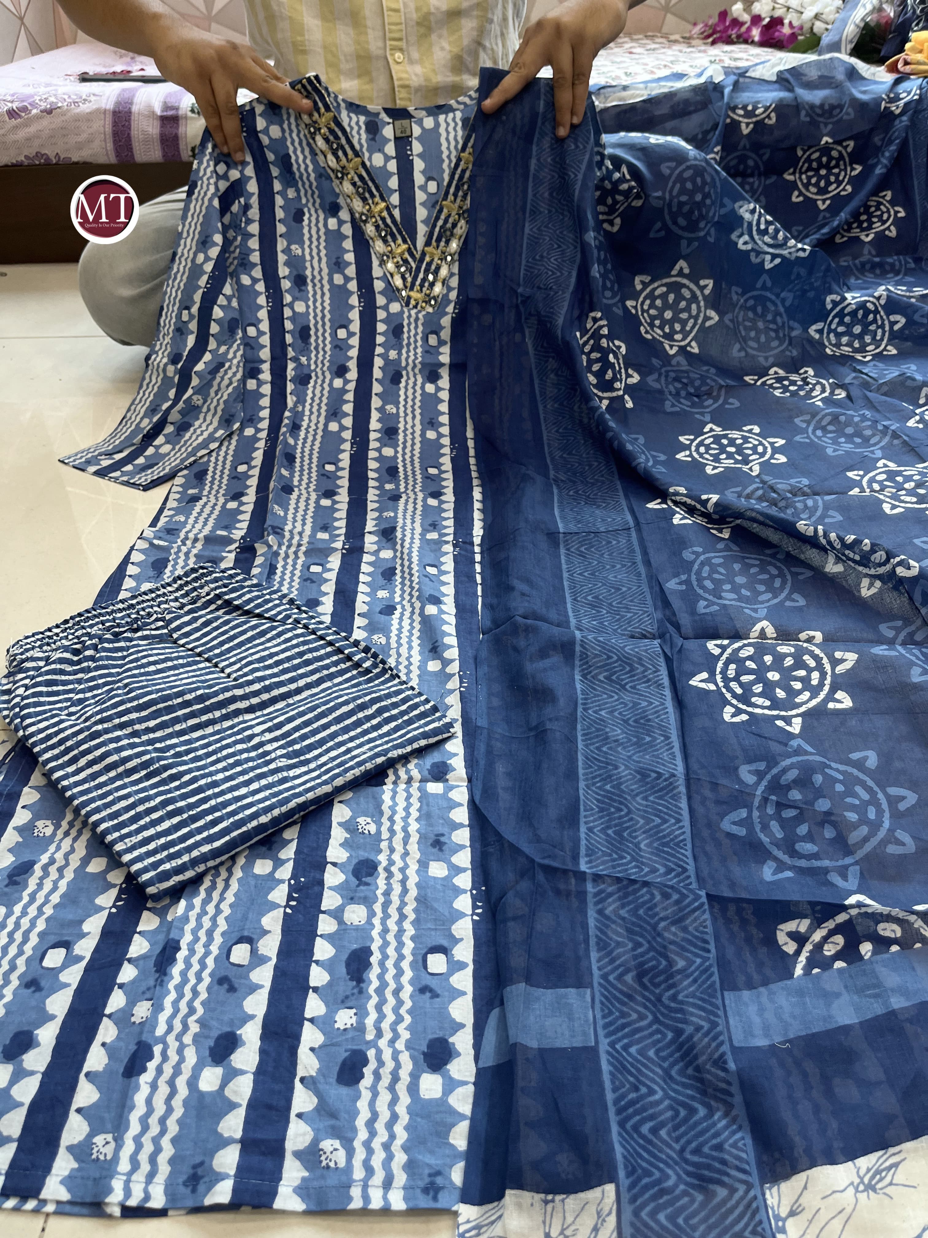 Beautiful Designer Afghani Orgenza Kurti Pant With Dupatta