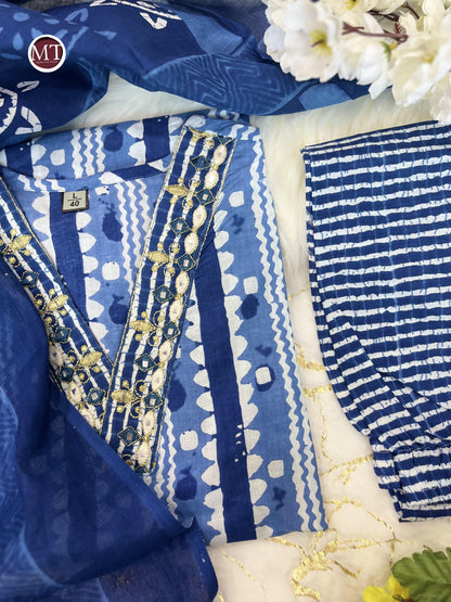 Beautiful Designer Afghani Orgenza Kurti Pant With Dupatta