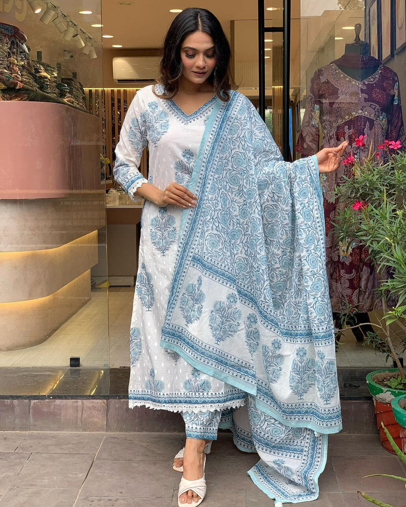 Beautiful Designer Premium Cotton Afghani Pocket Salwar Suit