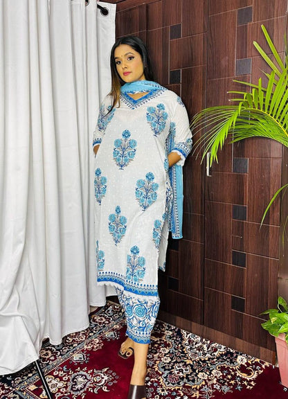 Beautiful Designer Premium Cotton Afghani Pocket Salwar Suit