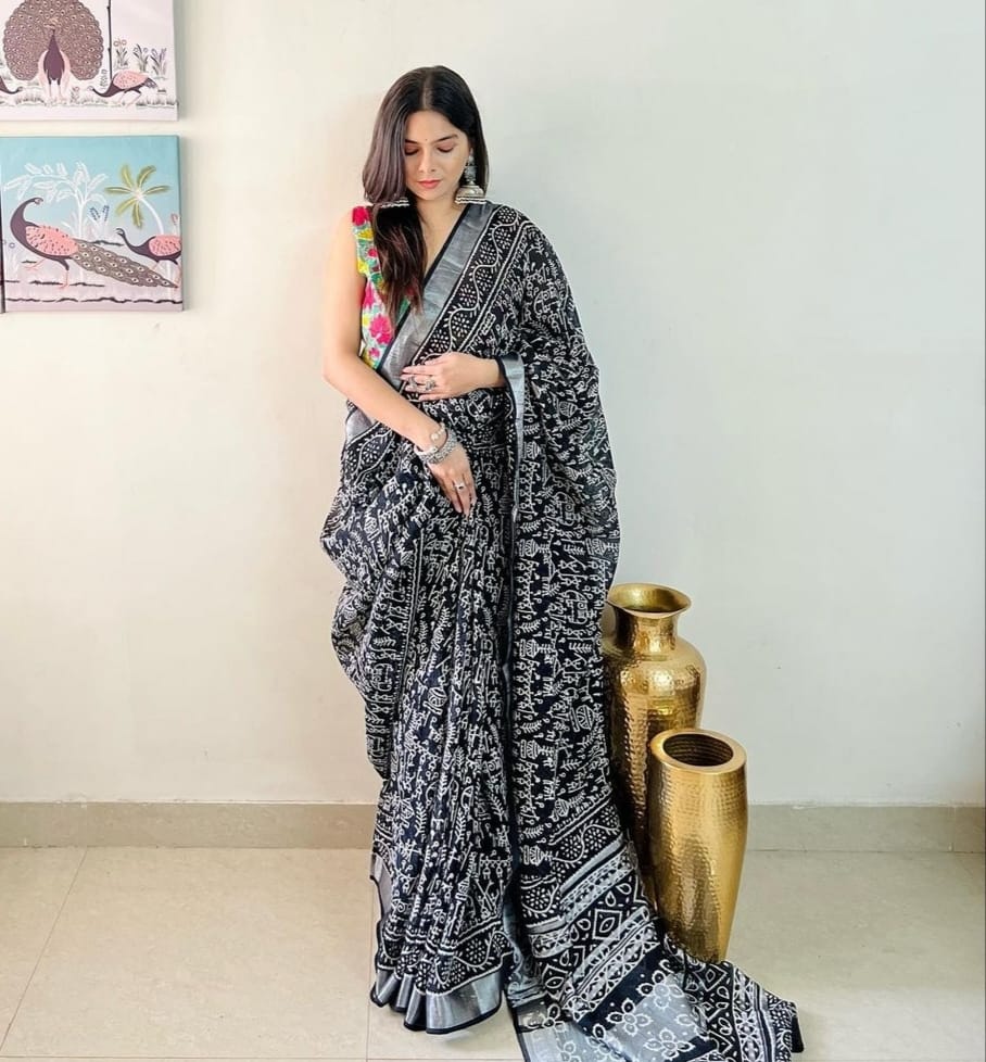 Party Wear Linen Saree