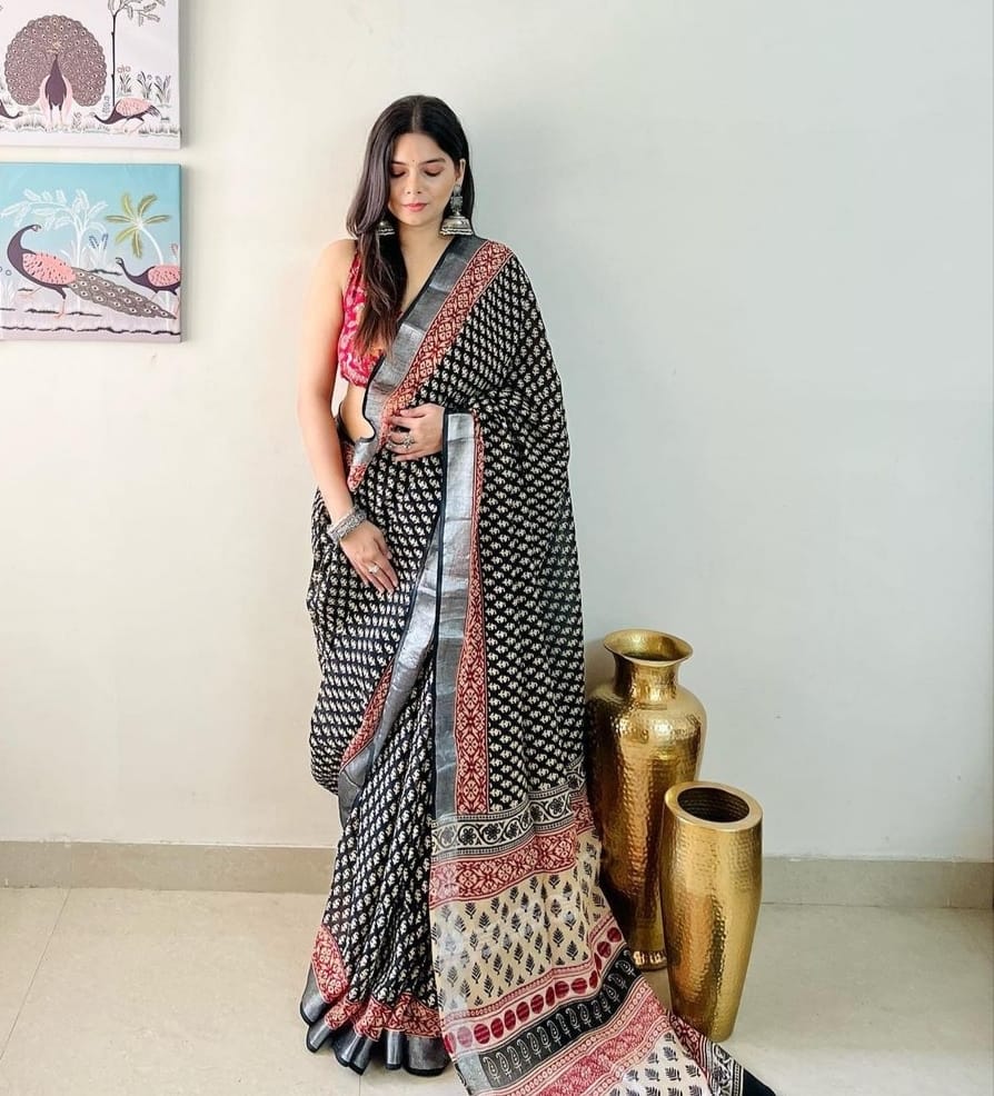 Party Wear Linen Saree