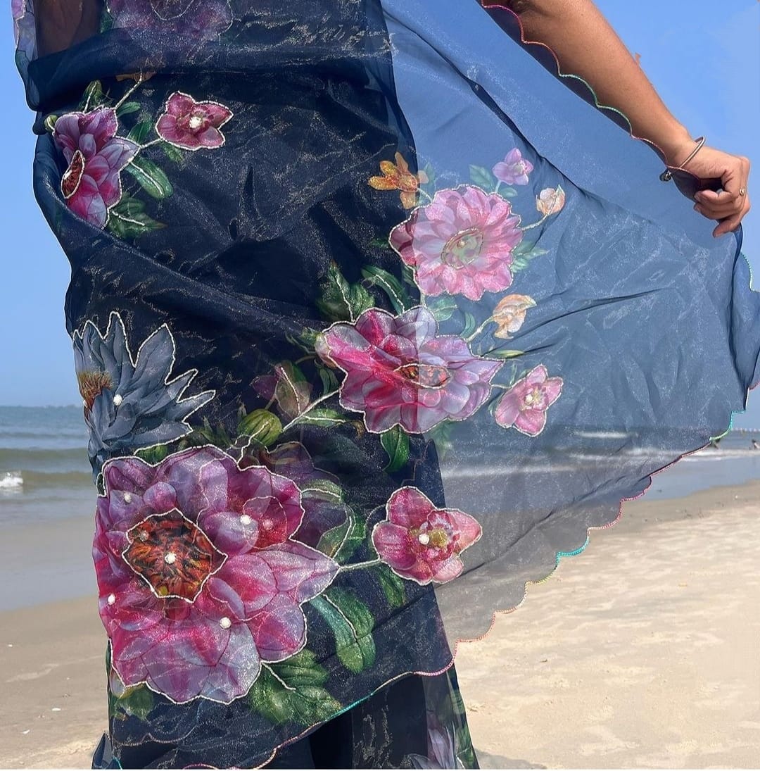 Beautiful Designer Pure Organza Saree Digital Print Saree