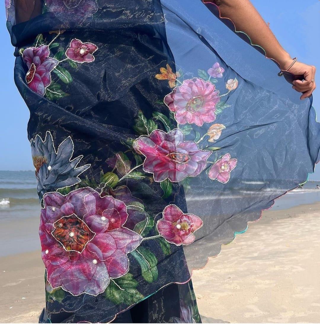 Beautiful Designer Pure Organza Saree Digital Print Saree