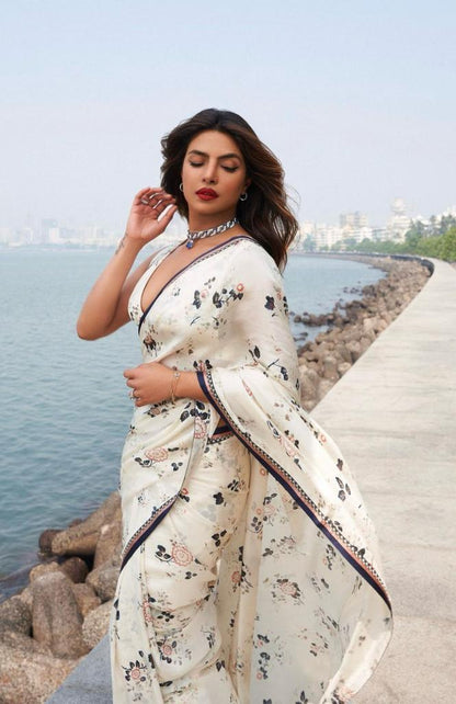 Beautiful Designer Party Wear Japan Satin Saree