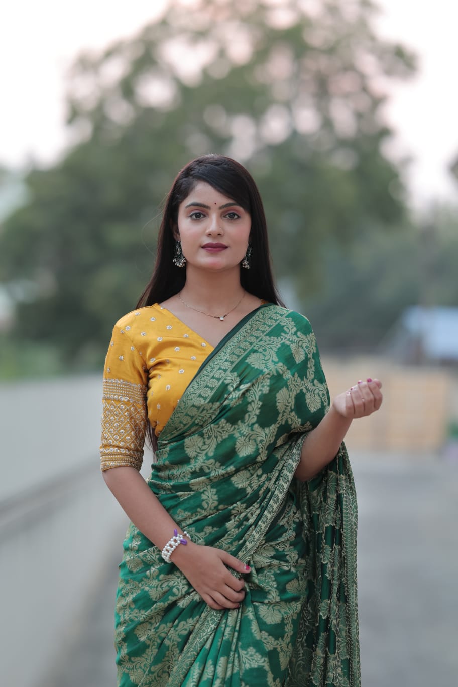 Beautiful Designer Party Wear Banarasi Georgette Silk Saree