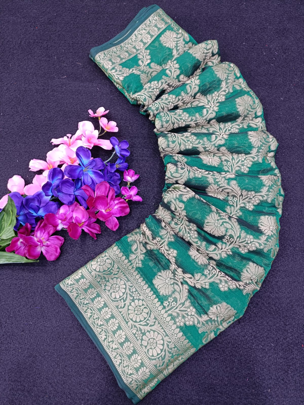 Beautiful Designer Party Wear Banarasi Georgette Silk Saree