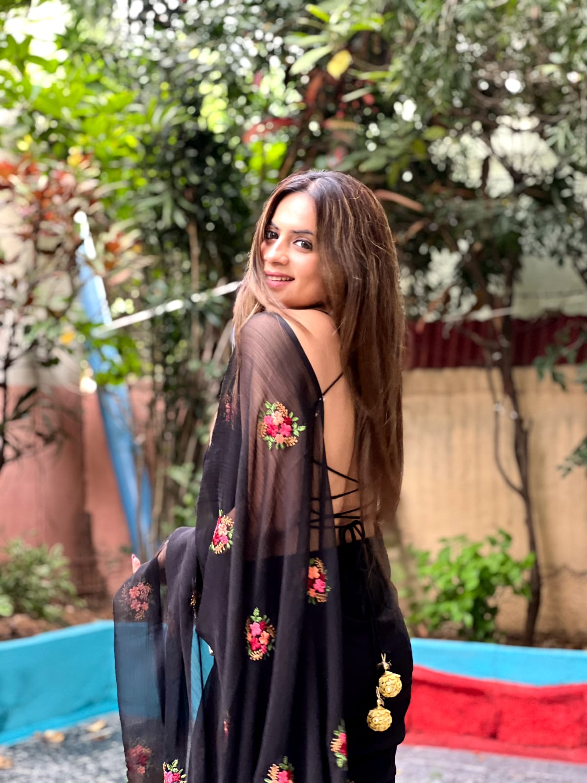 Beautiful Designer Party Wear Pure Georgette Chiffon Saree