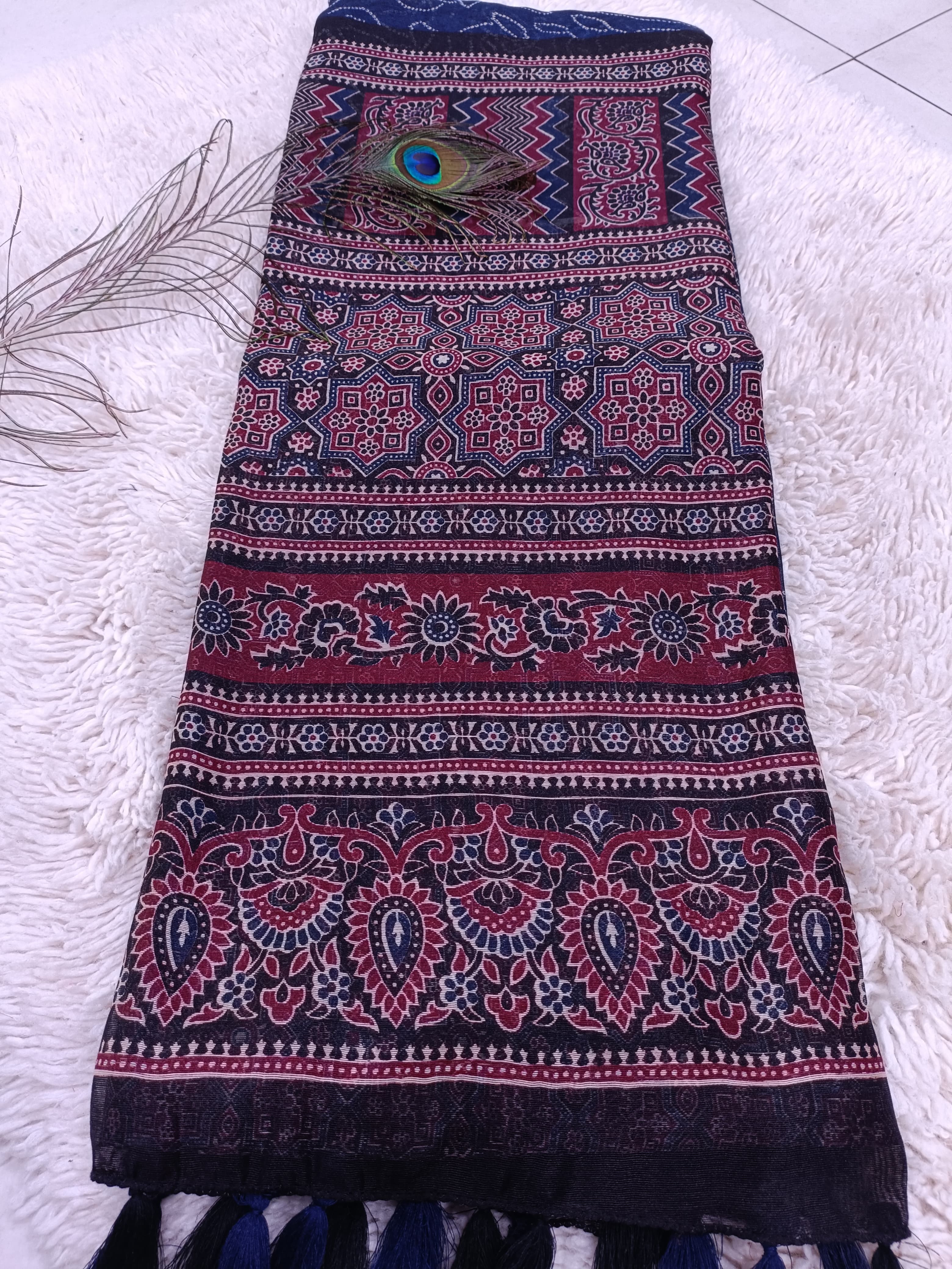 Beautiful Designer Party Wear Linen Cotton Silk Saree