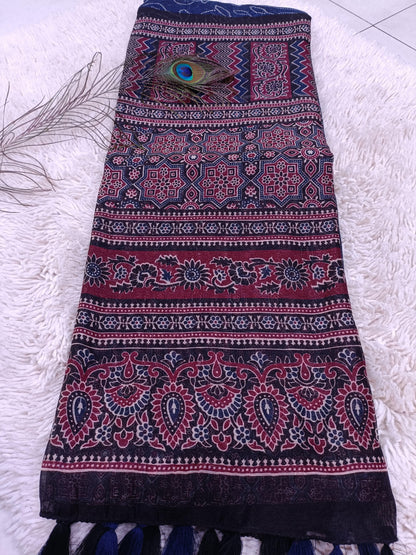 Beautiful Designer Party Wear Linen Cotton Silk Saree