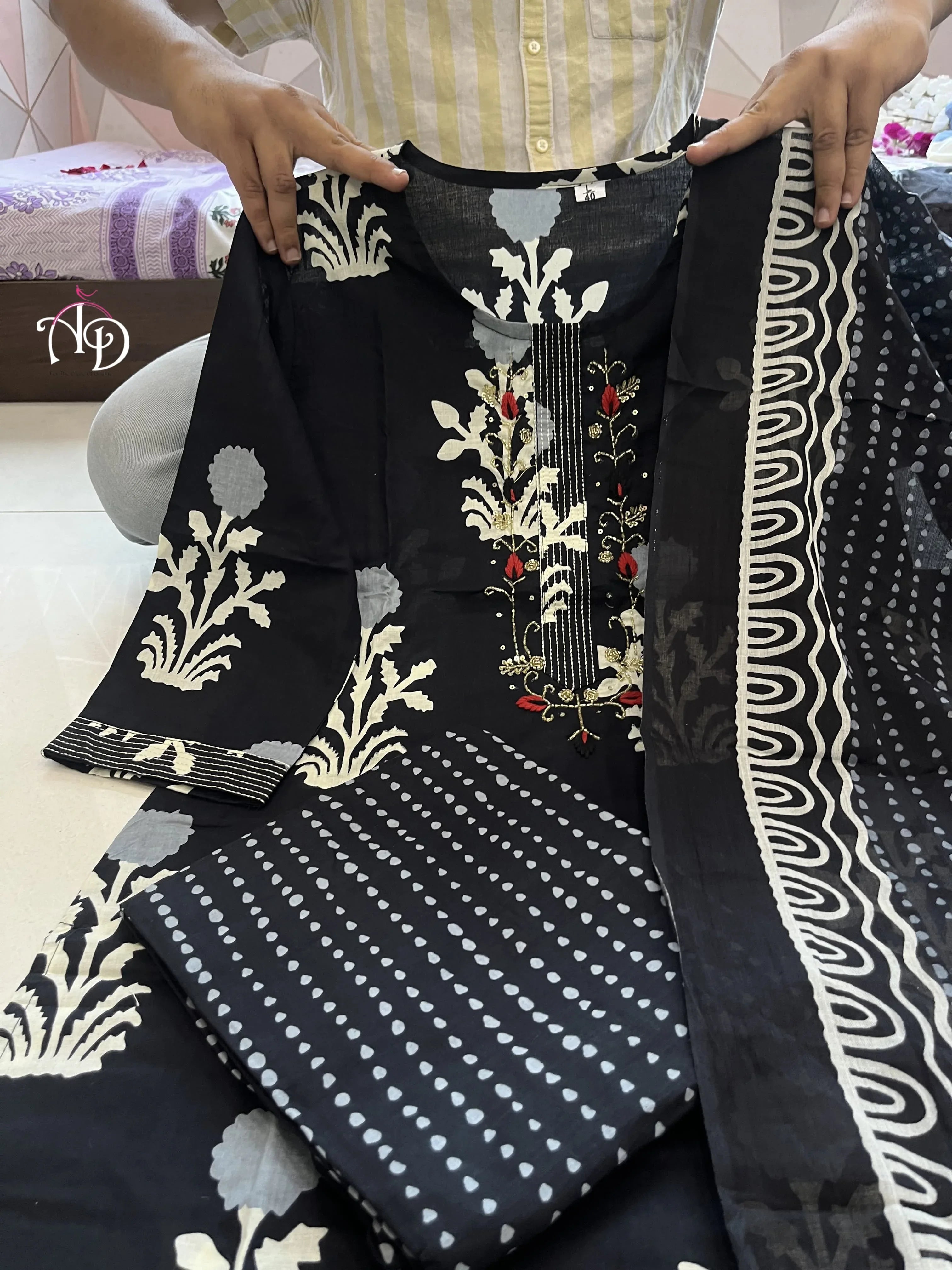 Beautiful Designer Premium Pure Cotton Aline Salwar Suit