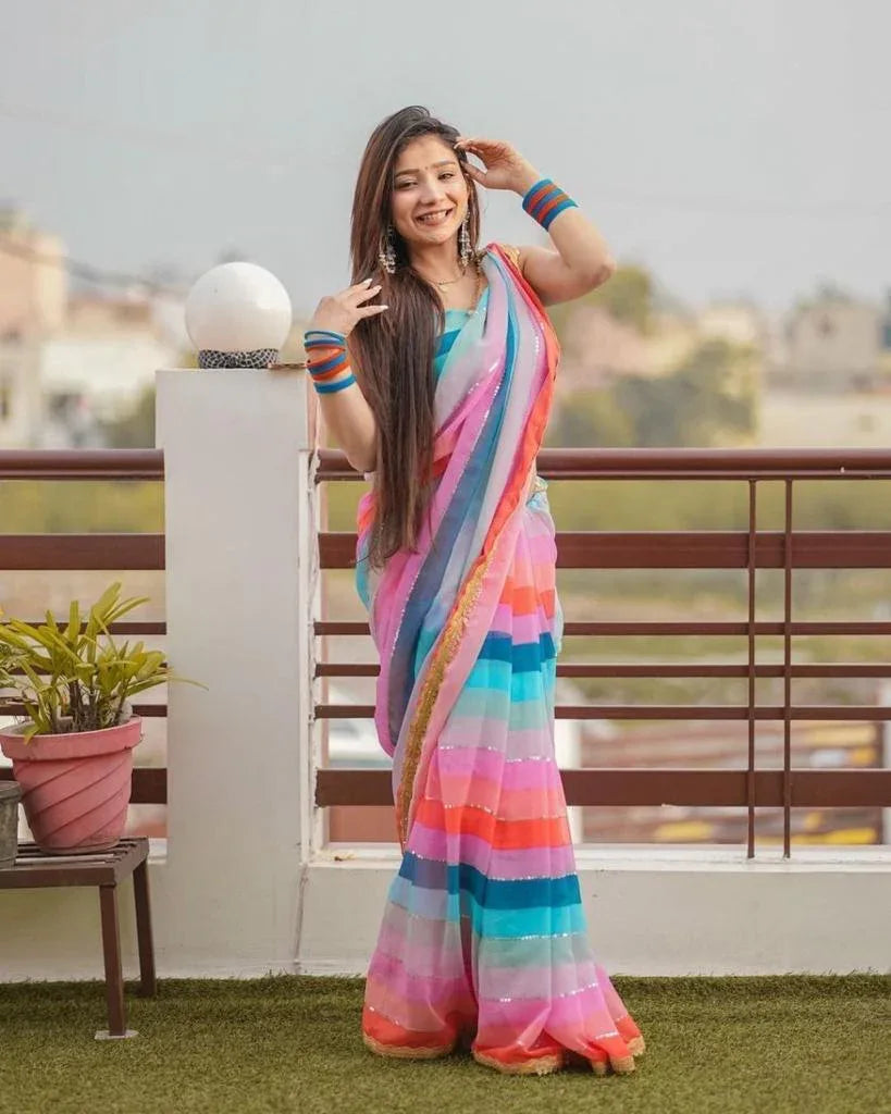 Beautiful Designer Soft Georgette Sequence Saree