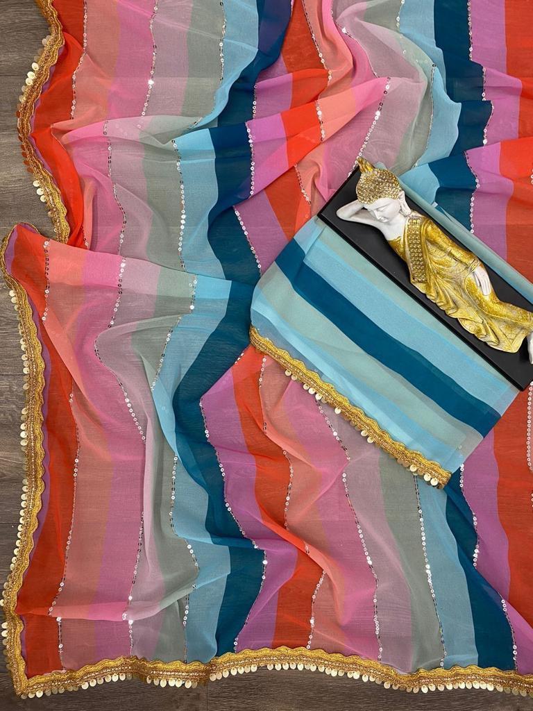 Beautiful Designer Soft Georgette Sequence Saree