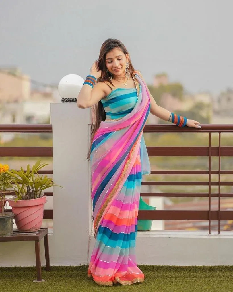 Beautiful Designer Soft Georgette Sequence Saree