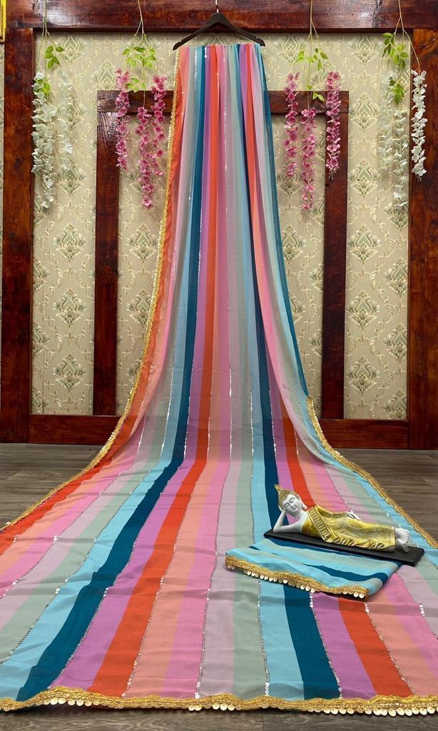 Beautiful Designer Soft Georgette Sequence Saree