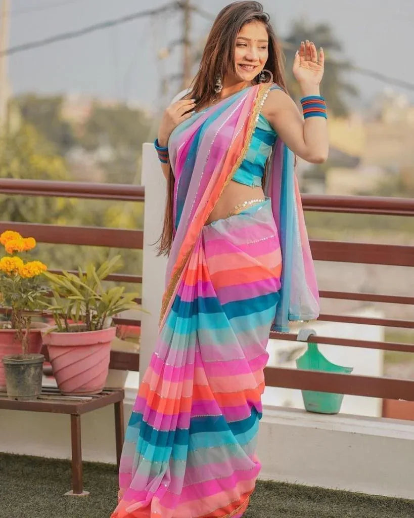 Beautiful Designer Soft Georgette Sequence Saree