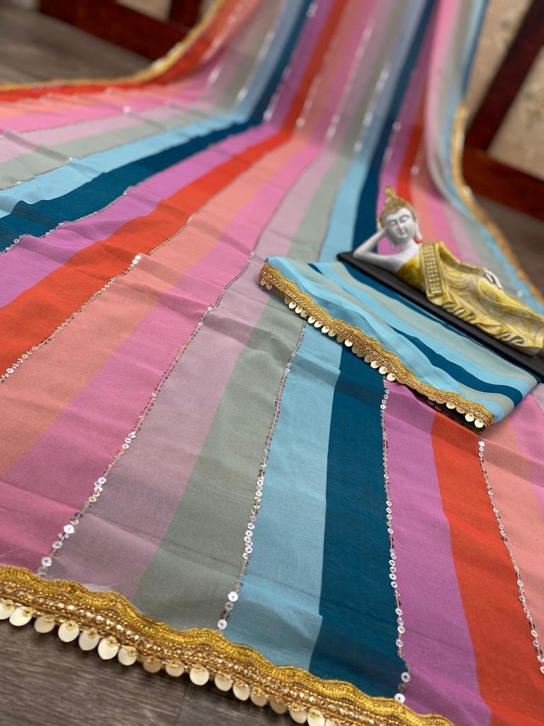 Beautiful Designer Soft Georgette Sequence Saree