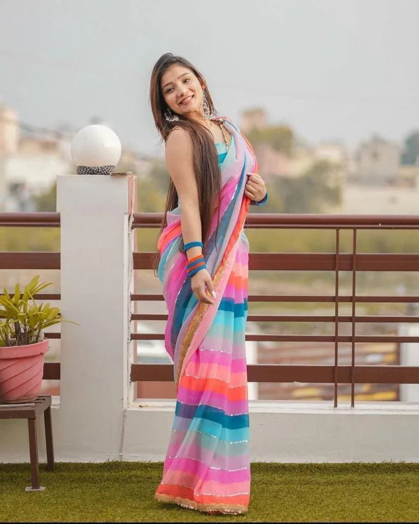 Beautiful Designer Soft Georgette Sequence Saree