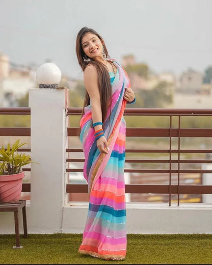 Beautiful Designer Soft Georgette Sequence Saree
