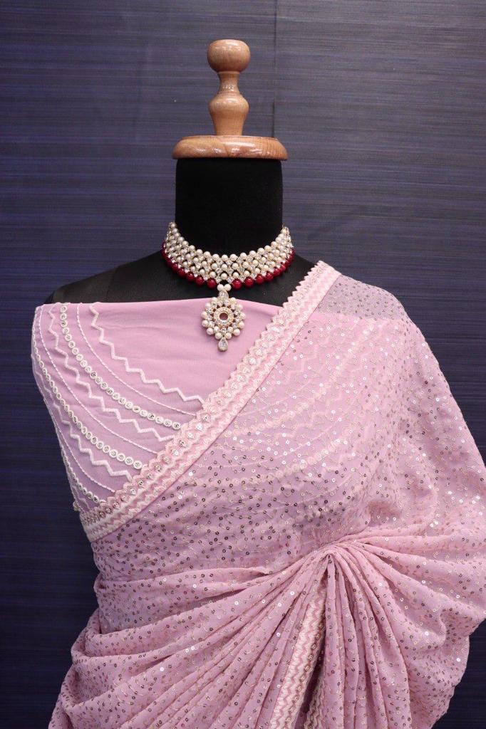 Beautiful Designer Soft Georgette Sequence Saree