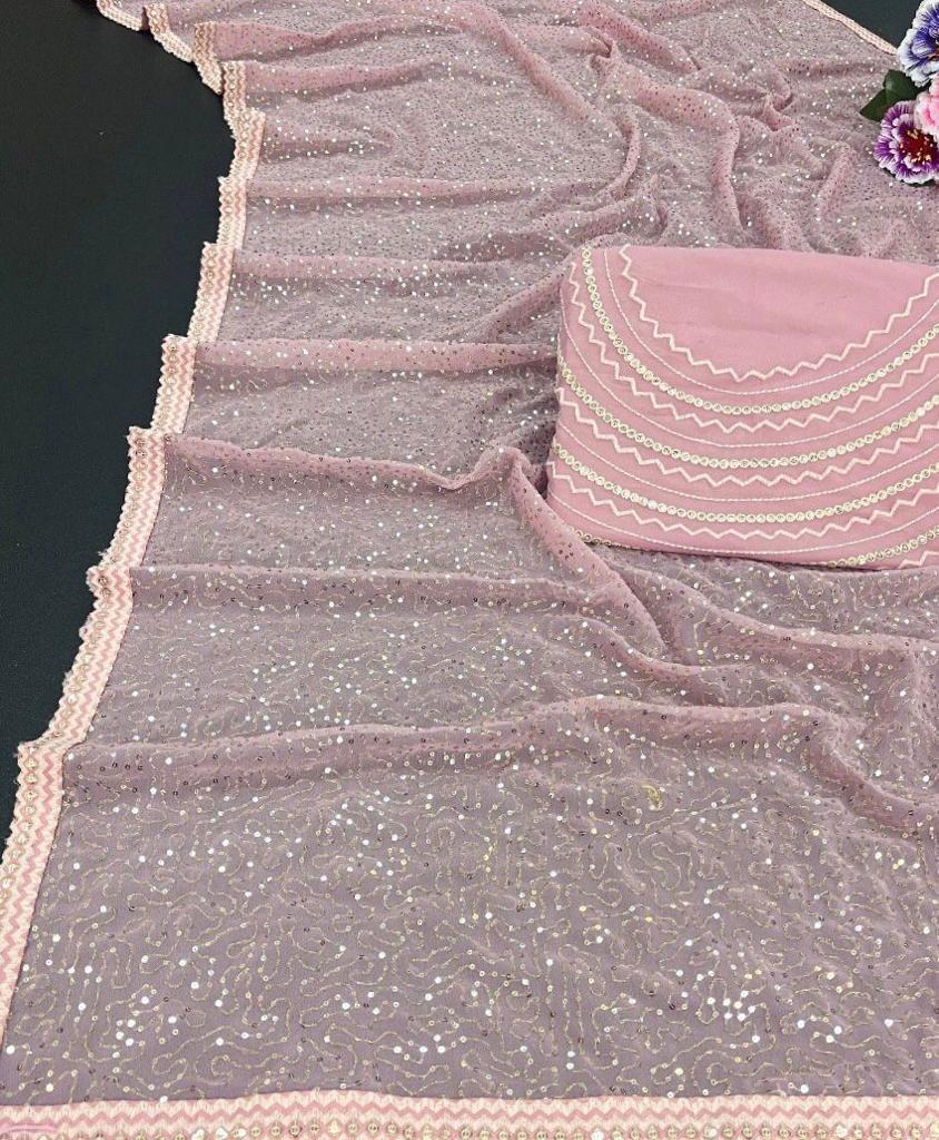 Beautiful Designer Soft Georgette Sequence Saree