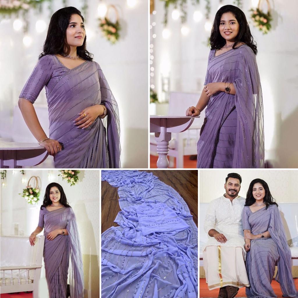 Beautiful Designer Soft Georgette Sequence Saree