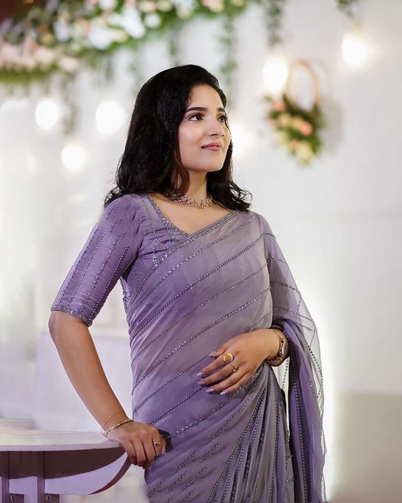 Beautiful Designer Soft Georgette Sequence Saree
