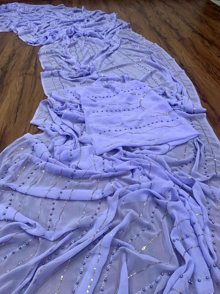 Beautiful Designer Soft Georgette Sequence Saree