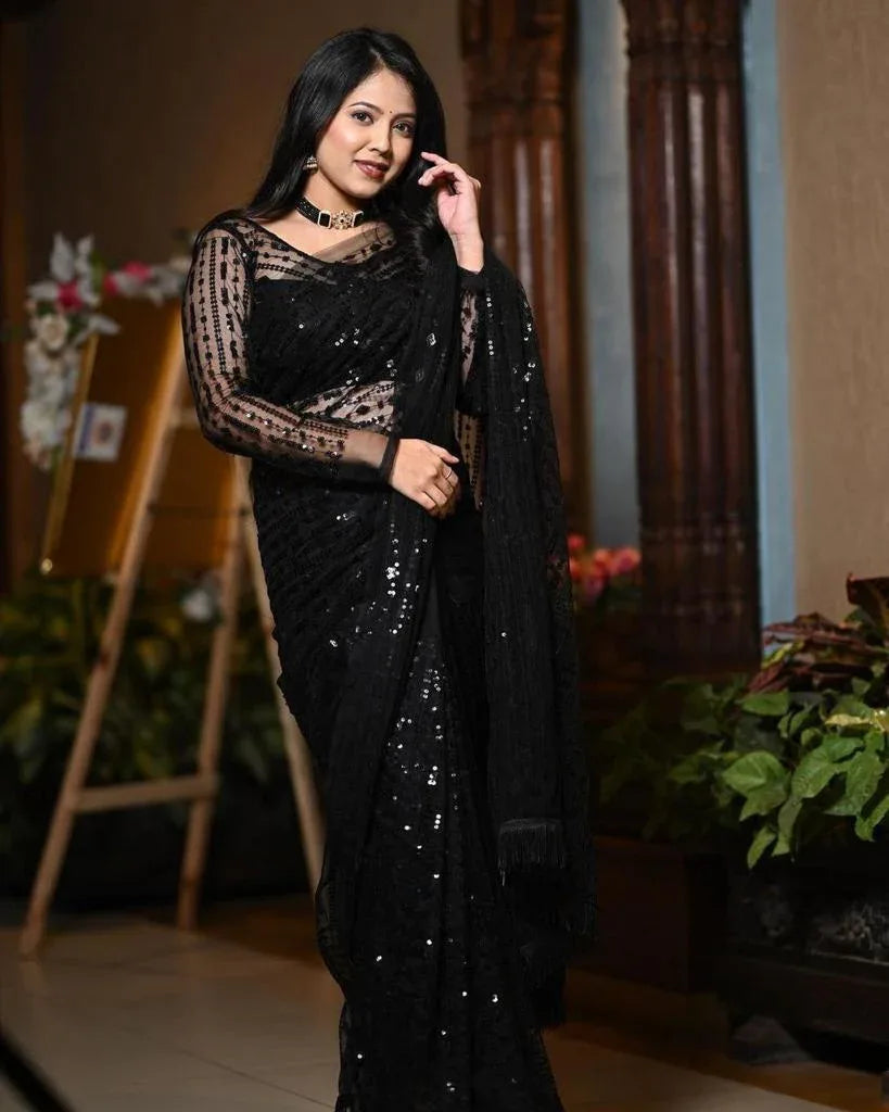 Beautiful Designer Soft Georgette Sequence Saree